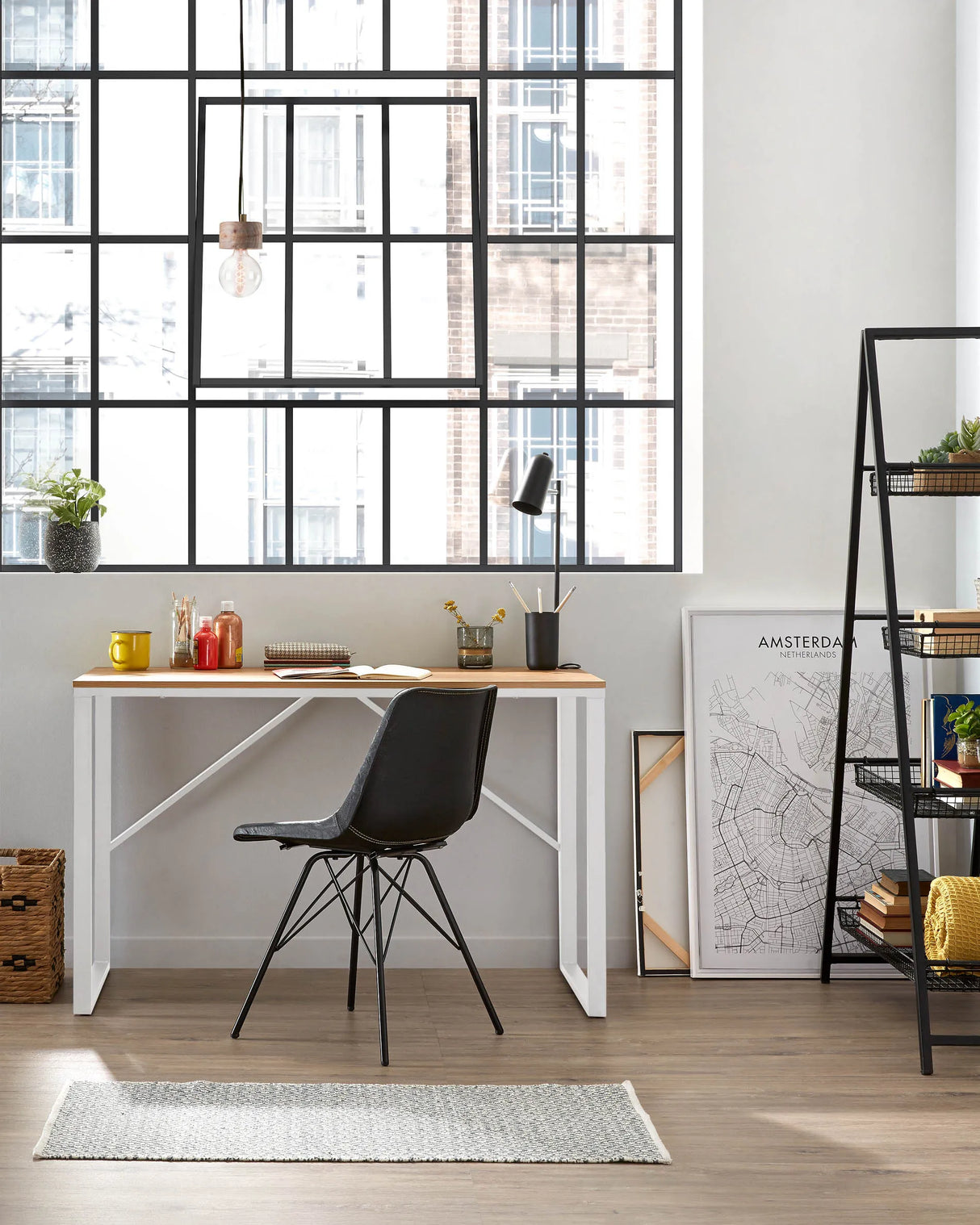 Talbot Schreibtisch aus Melamin natur und Stahlbeinen mit weißem Finish 120 x 60 cm von Kave Home – Produktbild 4