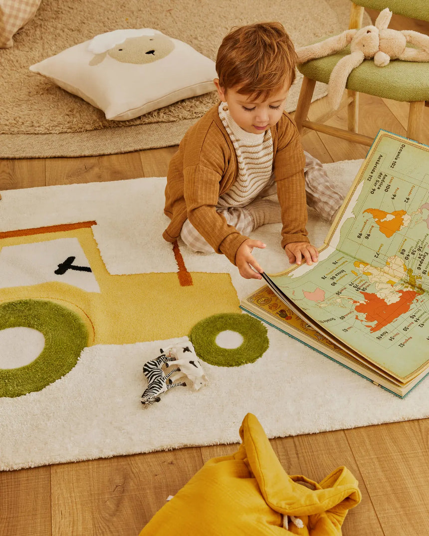 Teppich Pecky 100% Baumwolle beige mit Traktor 90 x 150 cm von Kave Home – Bild 2