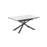 Theone ausziehbarer Tisch Feinsteinzeugplatte weiß schwarze Stahlbeine 160 (210) x 90 cm von Kave Home – Bild 1