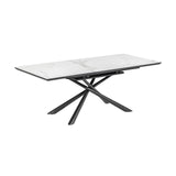 Theone ausziehbarer Tisch Feinsteinzeugplatte weiß schwarze Stahlbeine 160 (210) x 90 cm von Kave Home – Bild 6