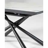 Theone ausziehbarer Tisch Feinsteinzeugplatte weiß schwarze Stahlbeine 160 (210) x 90 cm von Kave Home – Bild 8