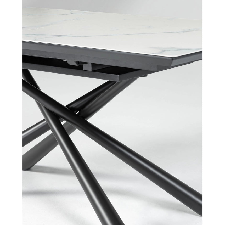 Theone ausziehbarer Tisch Feinsteinzeugplatte weiß schwarze Stahlbeine 160 (210) x 90 cm von Kave Home – Bild 8
