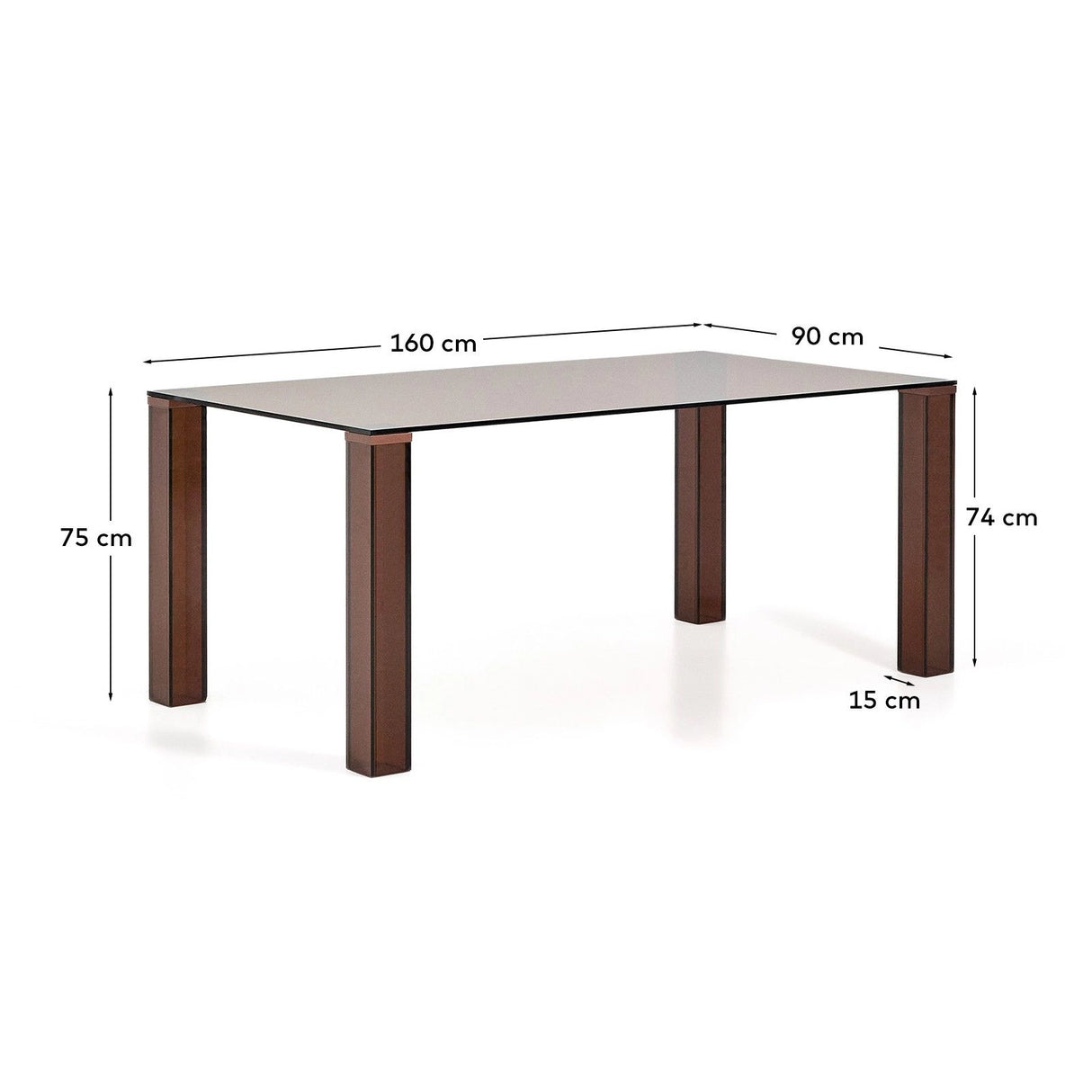 Tisch Adularia aus braunem Einscheiben-Sicherheitsglas, 160 x 90 cm von Kave Home – Bild 4