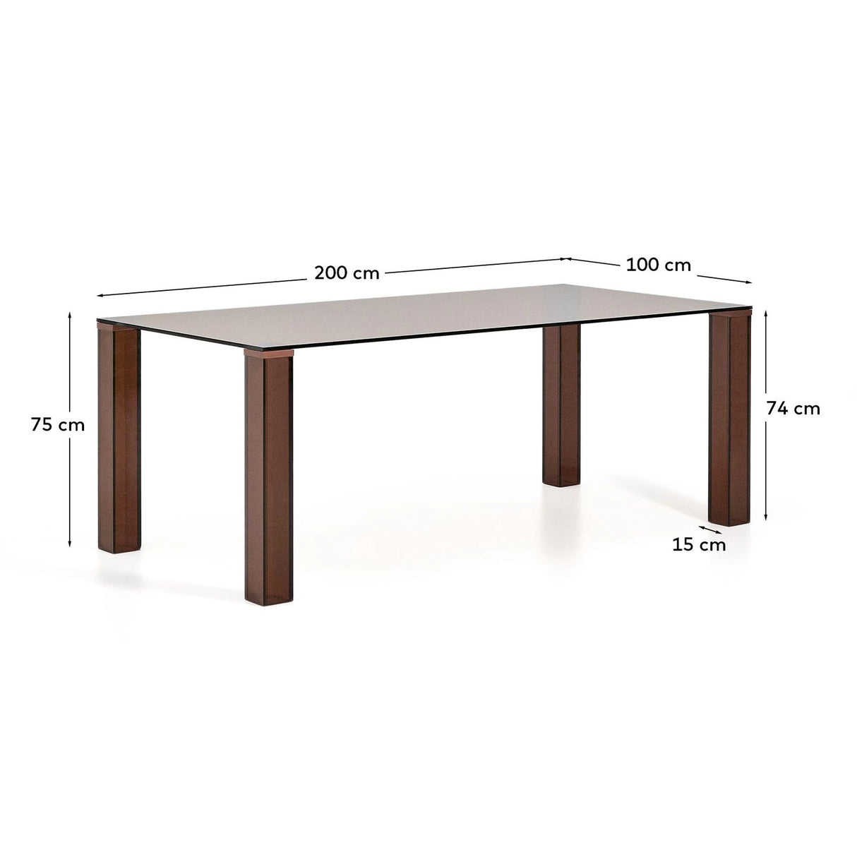 Tisch Adularia aus braunem Einscheiben-Sicherheitsglas, 200 x 100 cm von Kave Home – Bild 7