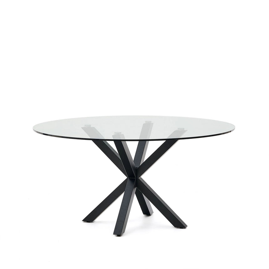 Tisch Argo aus Glas und Stahlbeinen mit schwarzem Finish Ø 150 cm von Kave Home – Bild 1