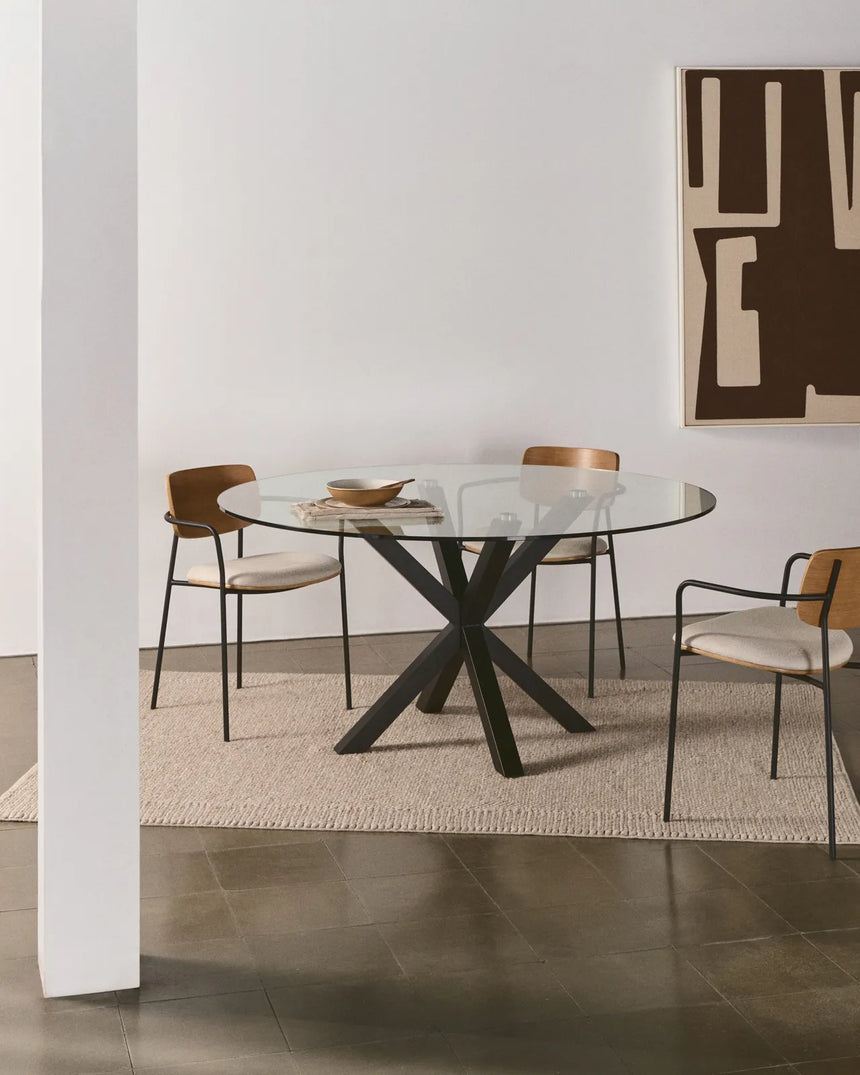 Tisch Argo aus Glas und Stahlbeinen mit schwarzem Finish Ø 150 cm von Kave Home – Bild 2