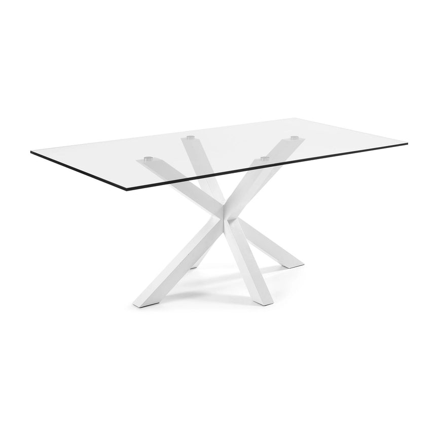 Tisch Argo aus Glas und Stahlbeinen mit weißem Finish, 200 x 100 cm von Kave Home – Bild 1