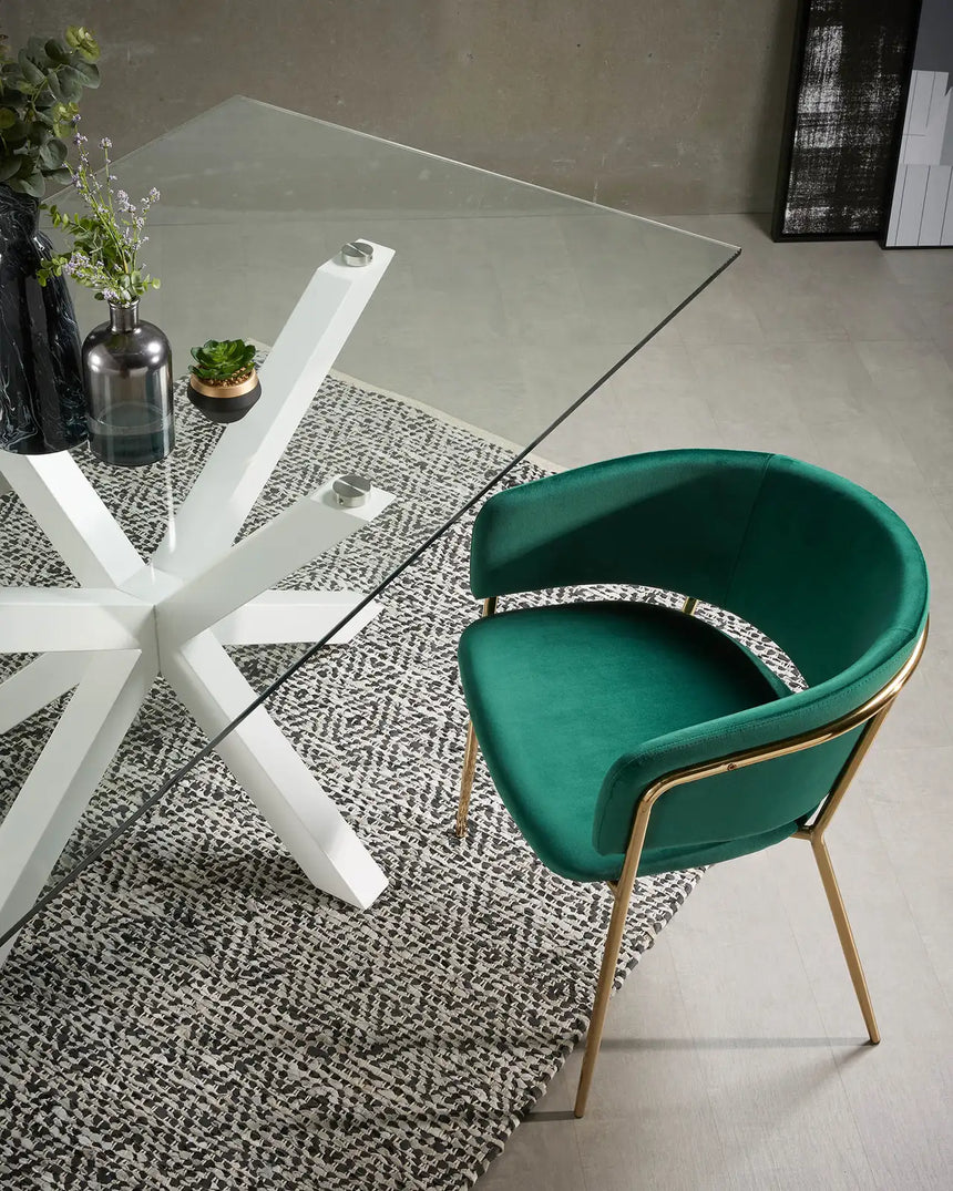 Tisch Argo aus Glas und Stahlbeinen mit weißem Finish, 200 x 100 cm von Kave Home – Bild 3