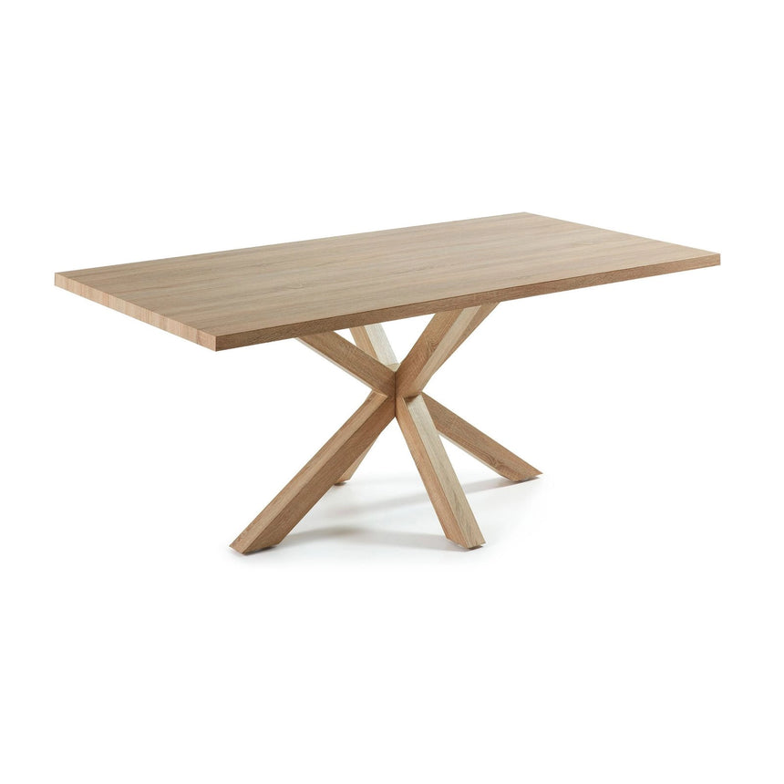 Tisch Argo aus Melamin mit natürlicher Oberfläche und Beinen aus Stahl in Holzoptik, 200 x 100 cm von Kave Home – Bild 1