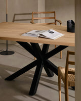 Tisch Argo aus Melamin mit natürlicher Oberfläche und Stahlbeinen mit schwarzem Finish, 200 x 100 cm von Kave Home – Bild 3