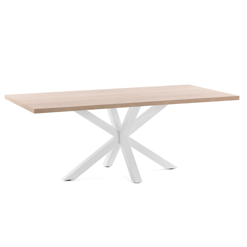 Tisch Argo aus Melamin mit natürlicher Oberfläche und Stahlbeinen mit weißem Finish, 200 x 100 cm von Kave Home – Bild 1