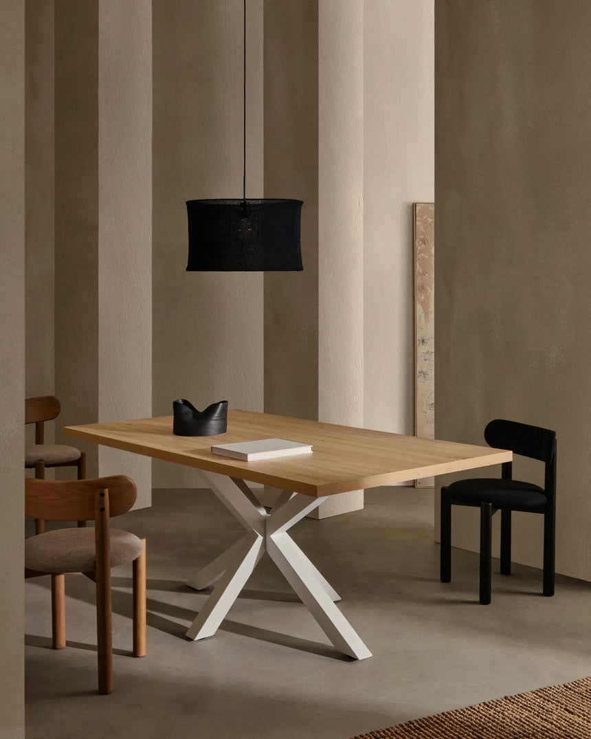 Tisch Argo aus Melamin mit natürlicher Oberfläche und Stahlbeinen mit weißem Finish, 200 x 100 cm von Kave Home – Bild 2