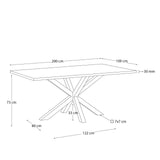 Tisch Argo aus Melamin mit natürlicher Oberfläche und Stahlbeinen mit weißem Finish, 200 x 100 cm von Kave Home – Bild 4