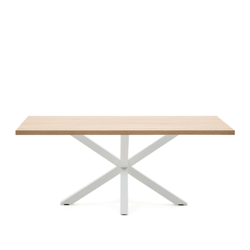 Tisch Argo aus Melamin mit natürlicher Oberfläche und Stahlbeinen mit weißem Finish, 200 x 100 cm von Kave Home – Bild 5