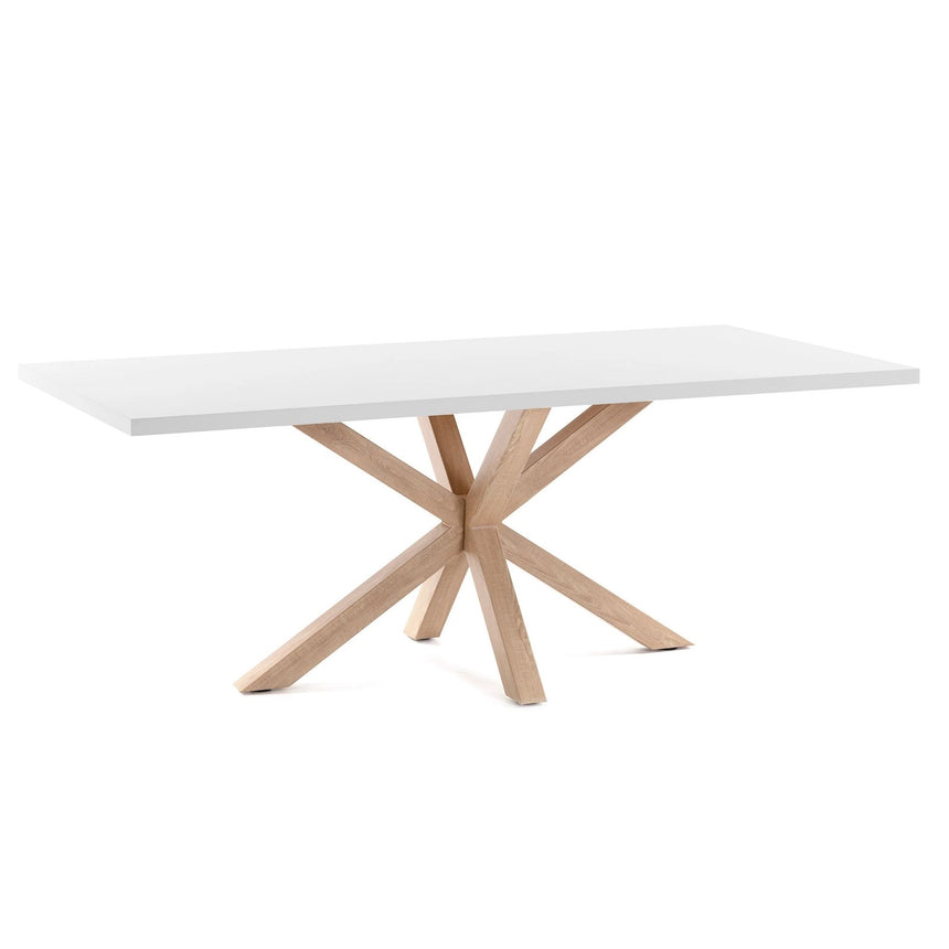 Tisch Argo aus Melamin mit weißer Oberfläche und Beinen aus Stahl in Holzoptik, 160 x 100 cm von Kave Home – Bild 1