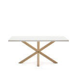 Tisch Argo aus Melamin mit weißer Oberfläche und Beinen aus Stahl in Holzoptik, 160 x 100 cm von Kave Home – Bild 3