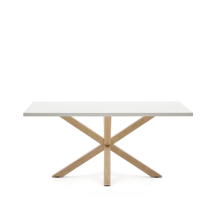 Tisch Argo aus Melamin mit weißer Oberfläche und Beinen aus Stahl in Holzoptik, 160 x 100 cm von Kave Home – Bild 3