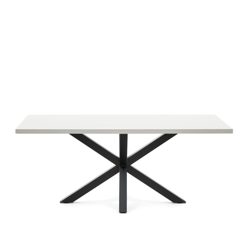 Tisch Argo aus Melamin mit weißer Oberfläche und Stahlbeinen mit schwarzem Finish, 200 x 100 cm von Kave Home – Bild 1