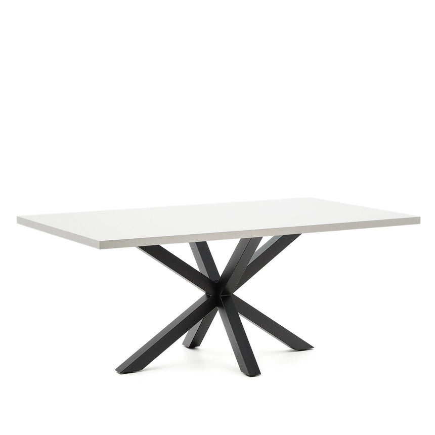 Tisch Argo aus Melamin mit weißer Oberfläche und Stahlbeinen mit schwarzem Finish, 200 x 100 cm von Kave Home – Bild 4