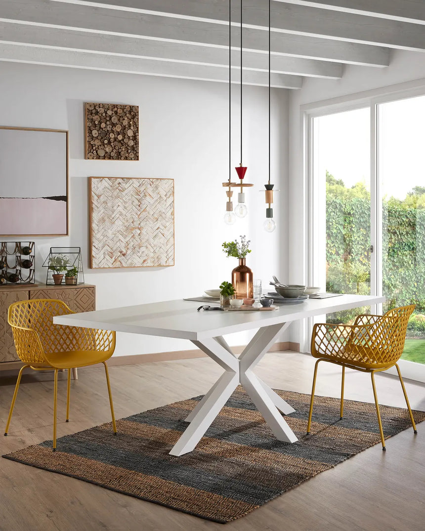Tisch Argo aus Melamin mit weißer Oberfläche und Stahlbeinen mit weißem Finish, 160 x 100 cm von Kave Home – Bild 2