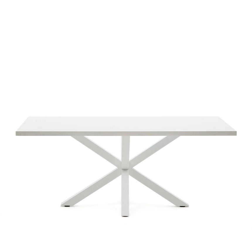 Tisch Argo aus Melamin mit weißer Oberfläche und Stahlbeinen mit weißem Finish, 200 x 100 cm von Kave Home – Bild 5