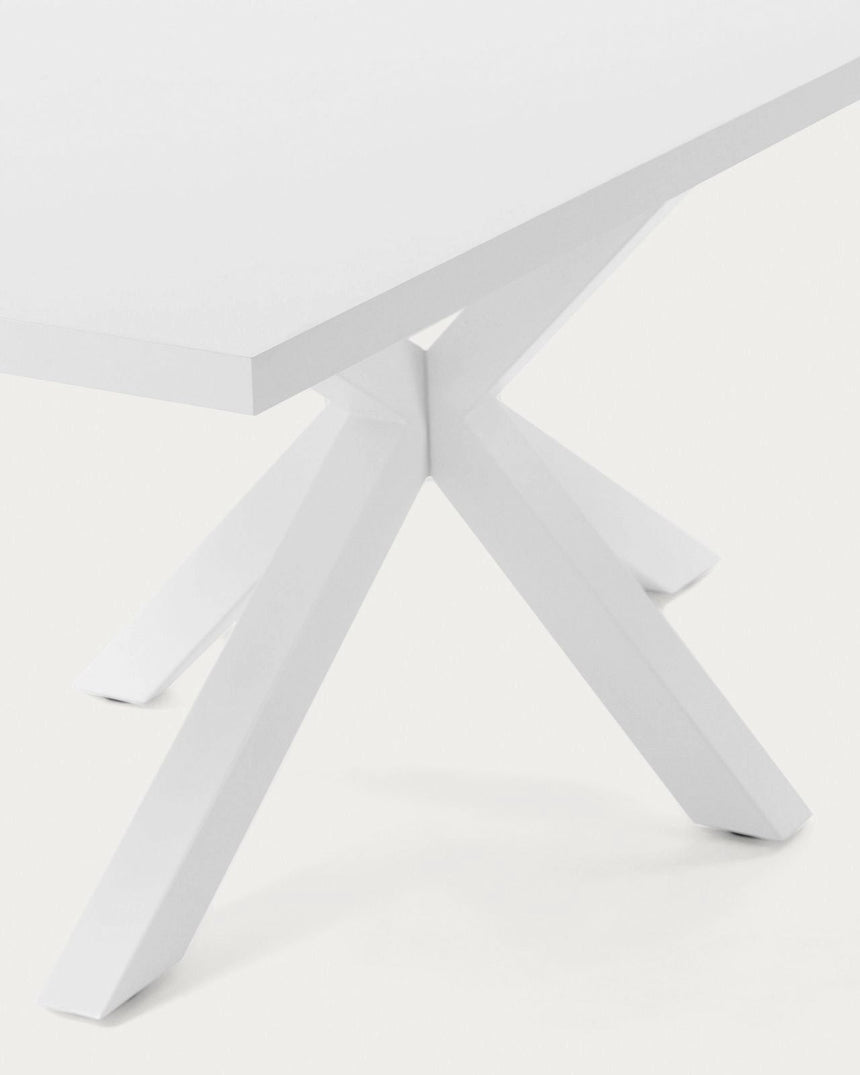 Tisch Argo aus Melamin mit weißer Oberfläche und Stahlbeinen mit weißem Finish, 200 x 100 cm von Kave Home – Bild 8