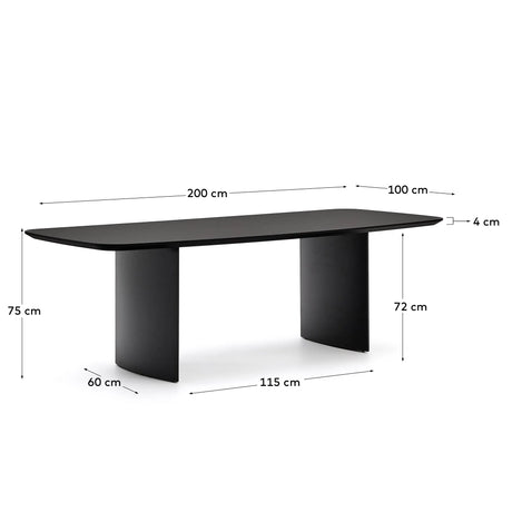 Tisch Litto aus schwarz lackiertem MDF 200 x 100 cm von Kave Home – Produktbild 4