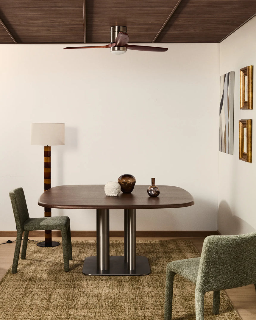 Tisch Melvar aus Nussbaumfurnier FSC 100 % und Beine mit gebürsteter Edelstahlbasis 121 x 121 cm von Kave Home – Produktbild 3