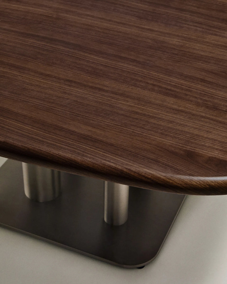 Tisch Melvar aus Nussbaumfurnier FSC 100 % und Beine mit gebürsteter Edelstahlbasis 121 x 121 cm von Kave Home – Produktbild 6