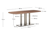 Tisch Melvar aus Nussbaumfurnier FSC 100 % und Beine mit gebürsteter Edelstahlbasis 180 x 100 cm von Kave Home – Produktbild 5