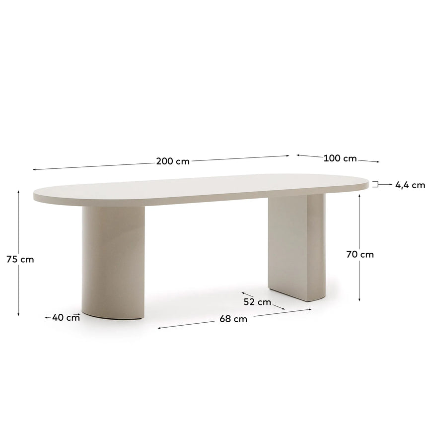 Tisch Nealy aus lackiertem MDF mit eierschalfarbenem Finish 200 x 100 cm von Kave Home – Produktbild 11
