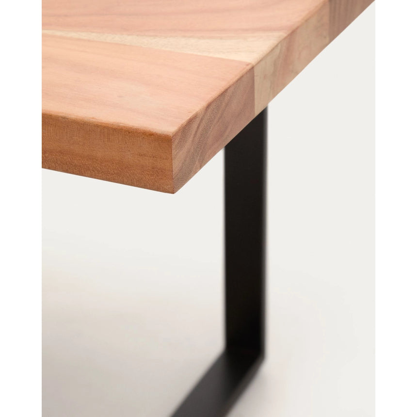 Tisch Uxue aus massivem Akazienholz mit Beinen aus schwarzem Stahl 180 x 90 cm von Kave Home – Bild 4