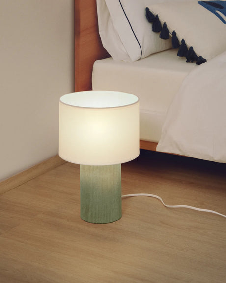 Tischlampe Bianella aus Baumwolle und türkisfarbenem Cord von Kave Home – Bild 2