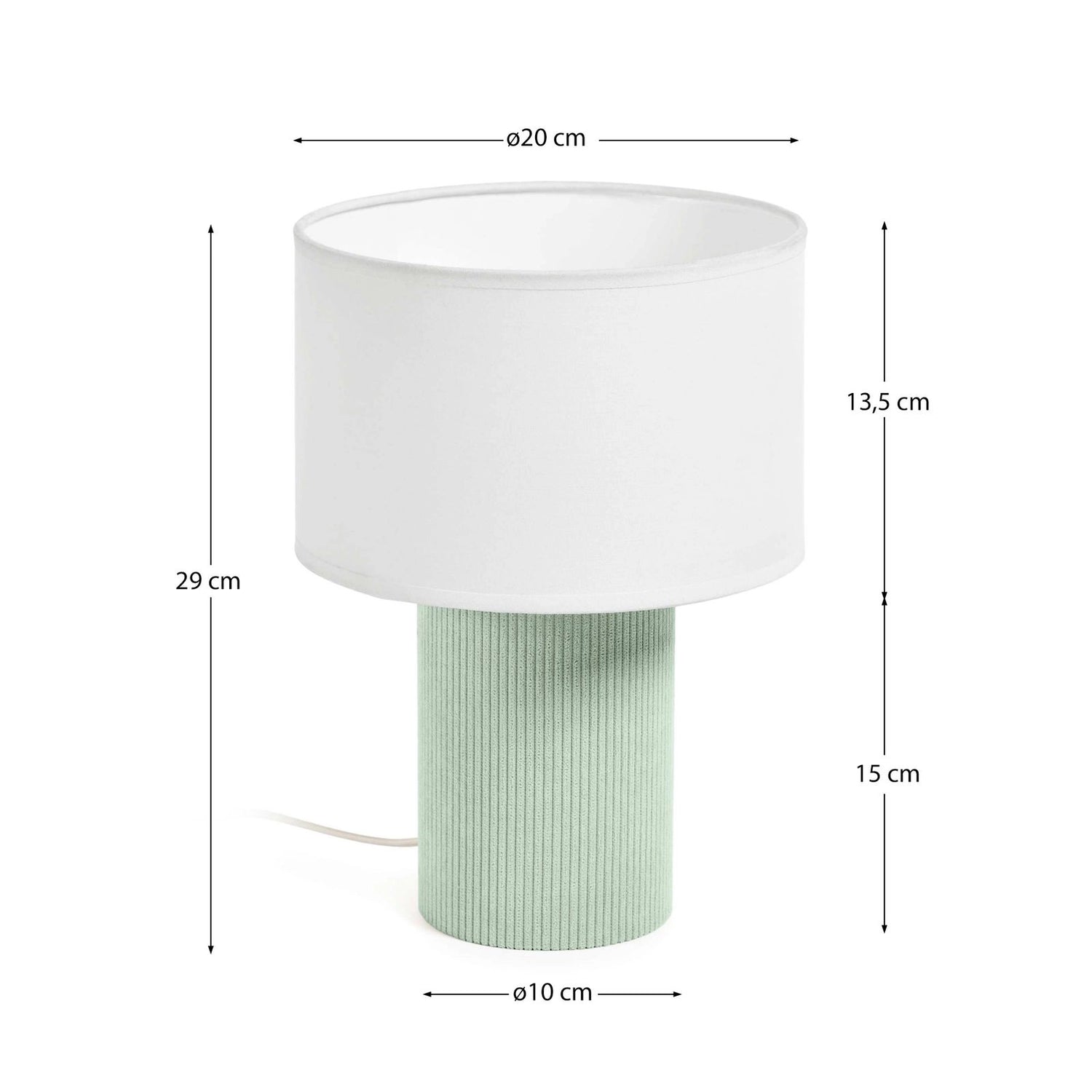 Tischlampe Bianella aus Baumwolle und türkisfarbenem Cord von Kave Home – Bild 3