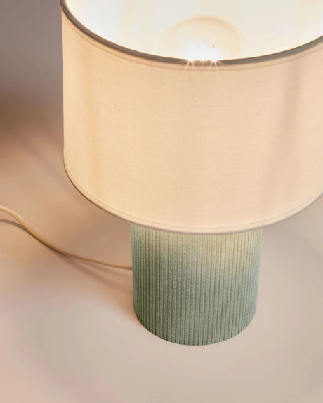 Tischlampe Bianella aus Baumwolle und türkisfarbenem Cord von Kave Home – Bild 4