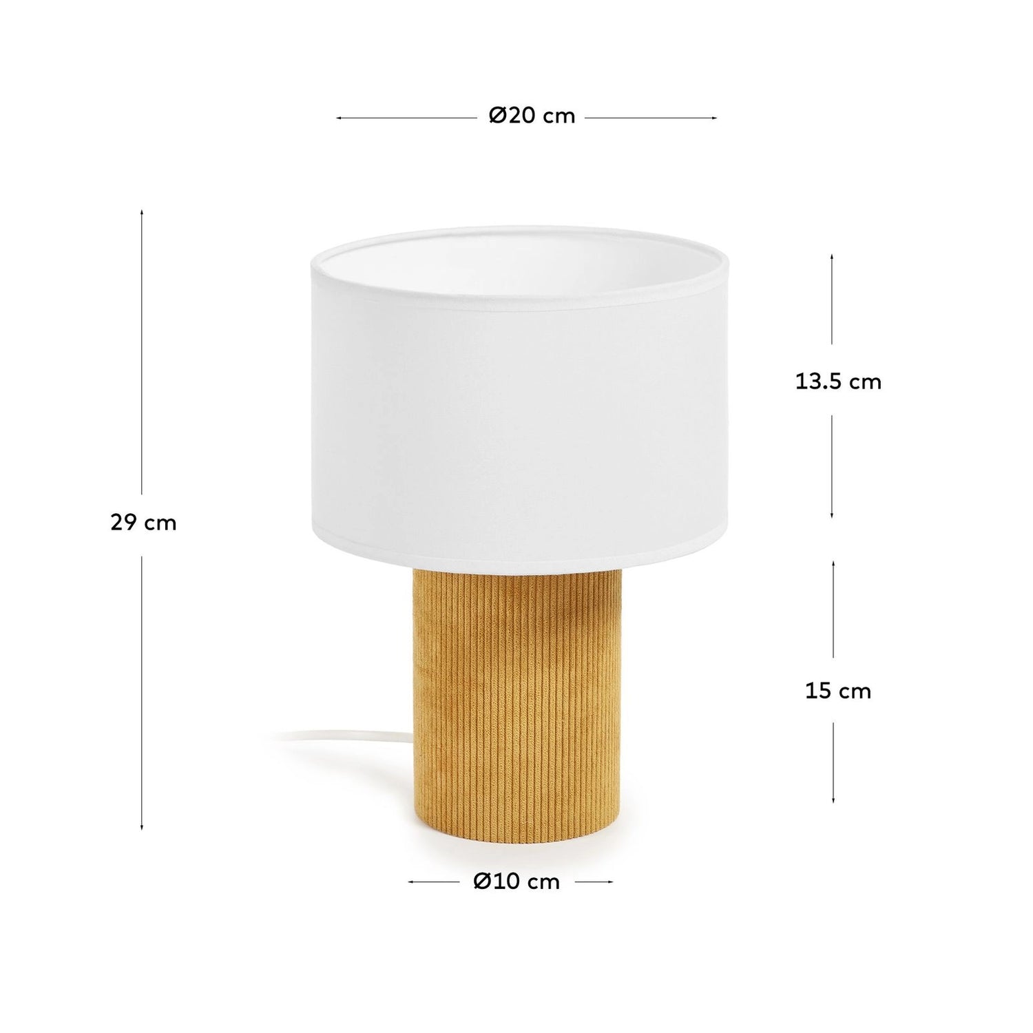 Tischlampe Bianella aus Cord in Senfgelb von Kave Home – Bild 4