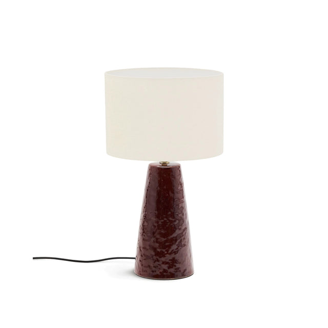 Tischlampe Drava aus weinroter Keramik mit Baumwollschirm von Kave Home – Bild 1