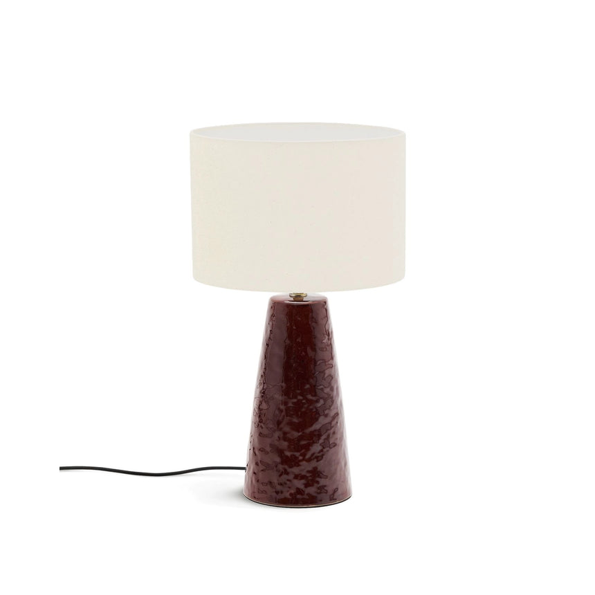 Tischlampe Drava aus weinroter Keramik mit Baumwollschirm von Kave Home – Bild 1