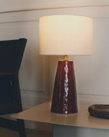 Tischlampe Drava aus weinroter Keramik mit Baumwollschirm von Kave Home – Bild 2