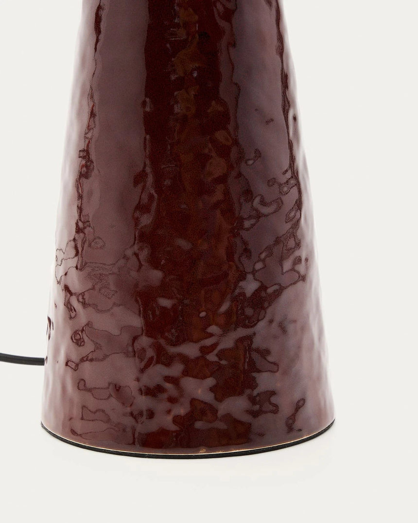 Tischlampe Drava aus weinroter Keramik mit Baumwollschirm von Kave Home – Bild 6