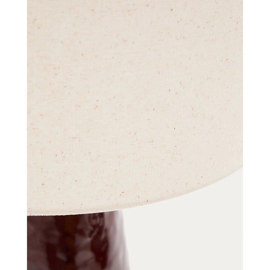 Tischlampe Drava aus weinroter Keramik mit Baumwollschirm von Kave Home – Bild 8