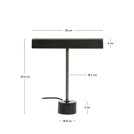 Tischlampe Lynor aus gebürstetem Metall mit Marmorsockel von Kave Home – Bild 3