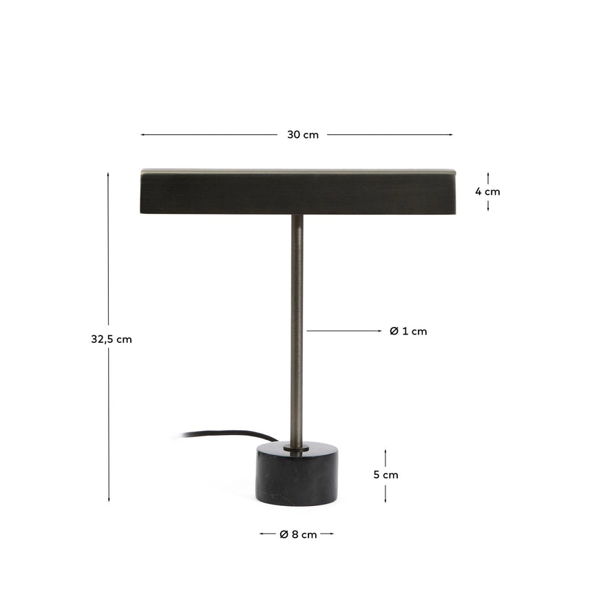 Tischlampe Lynor aus gebürstetem Metall mit Marmorsockel von Kave Home – Bild 3