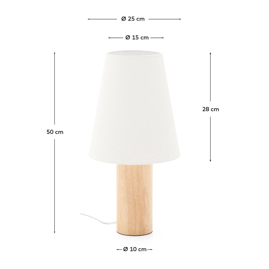 Tischlampe Marga aus massivem Gummibaumholz mit naturfarbenem Finish von Kave Home – Bild 3