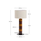 Tischlampe Mavran mit Baumwollschirm und Keramiksockel in Braun und Senfgelb von Kave Home – Bild 6