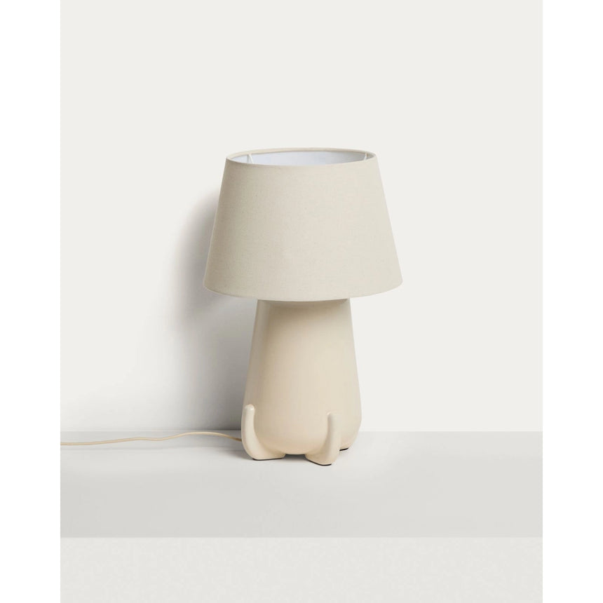 Tischlampe Odra aus ecrufarbener Keramik mit glänzendem Finish von Kave Home – Bild 1
