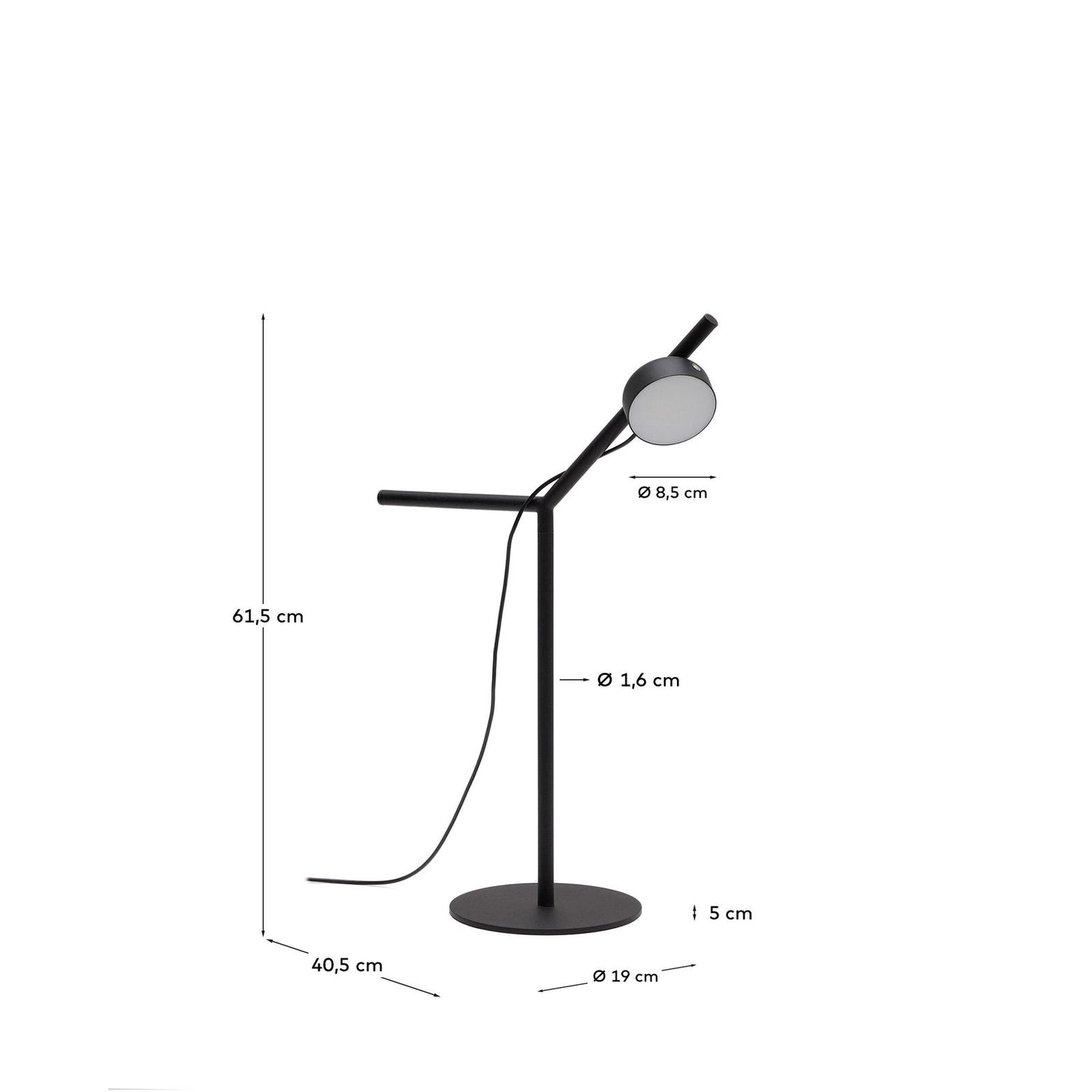 Tischlampe Orey aus schwarzem Metall mit Multipositions-Lichtpunkt von Kave Home – Bild 4