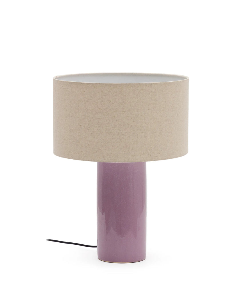 Tischlampe Toneric aus Keramik mit lila Finish und Baumwolle von Kave Home – Produktbild 7