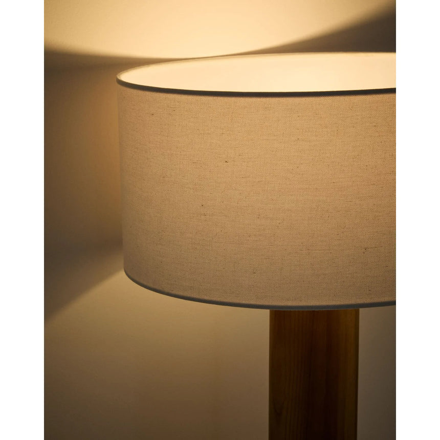 Tischleuchte Niani aus Kautschukholz mit Finish in Naturton und elfenbeinfarbenem Baumwollschirm Ø 30 cm von Kave Home – Bild 5