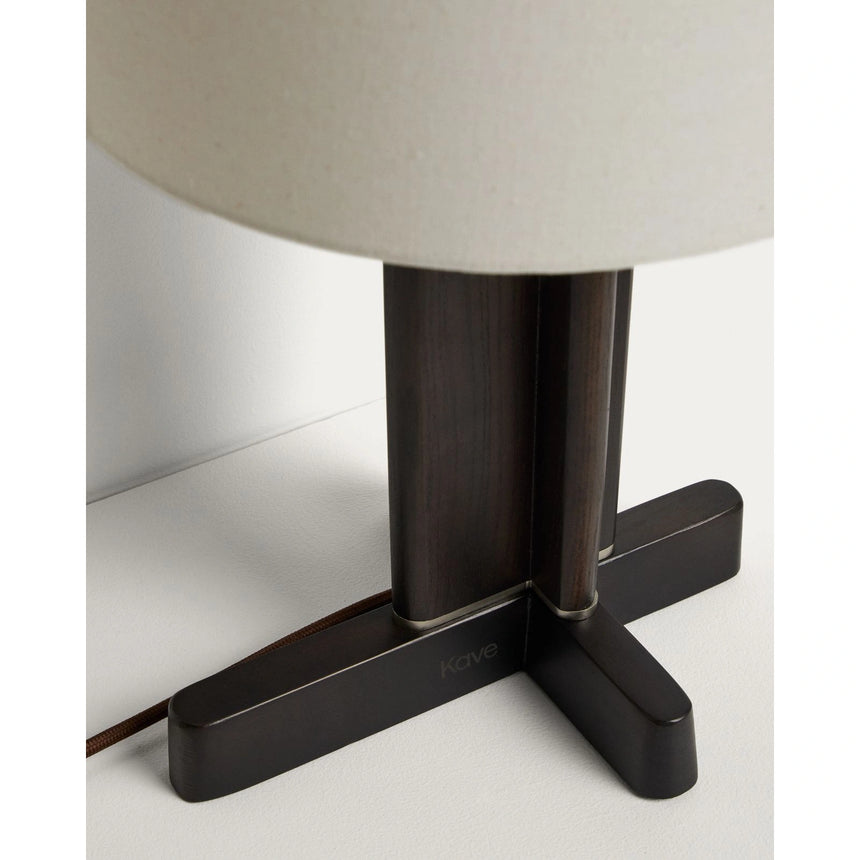 Tischleuchte Niani aus Kautschukholz mit Finish und elfenbeinfarbenem Baumwollschirm Ø 30 cm von Kave Home – Bild 4